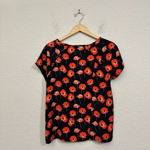 CABI #3251 Flanders Floral Poppy Short Sleeve Blouse w Split Back in Multi - Picture 5 of 10